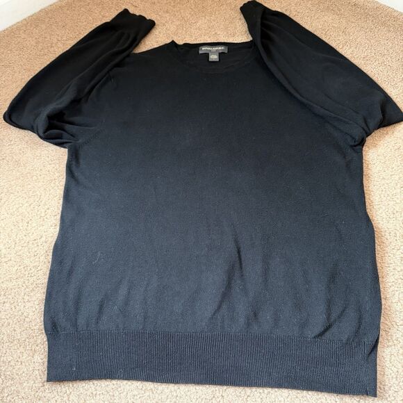 Banana Republic Mens Sweater Large Black Crewneck Cotton Cashmere Blend Pullover - Picture 2 of 7